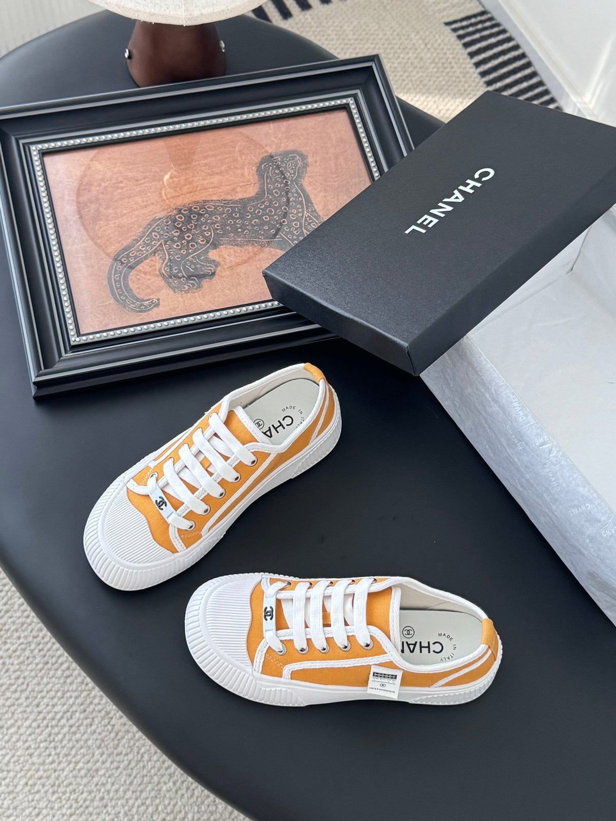 Chanel Women Yellow Canvas And Rubber Sneakers