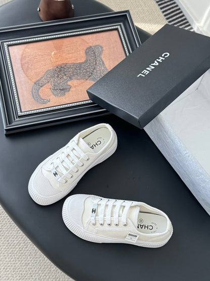 Chanel Women White Canvas Sneakers