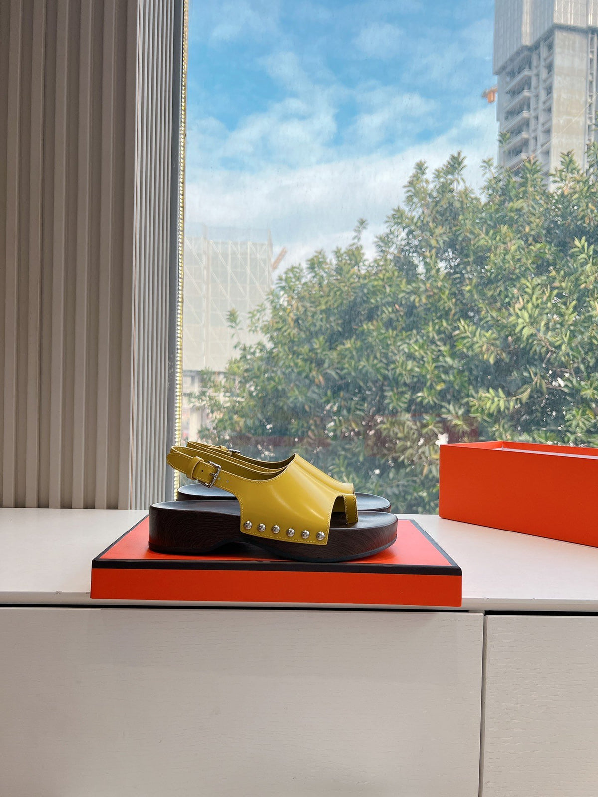 Hermes Women Yellow Leather Sandals