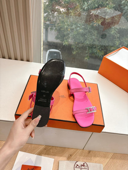 Hermes Women Pink Leather Sandals