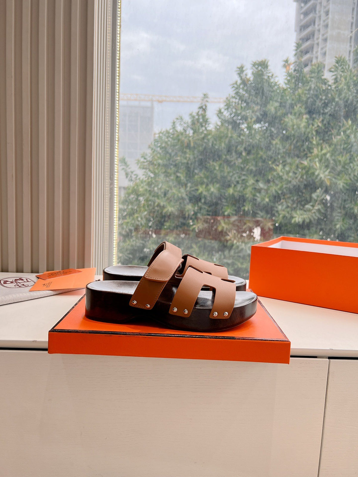 Hermes Women Brown Leather Sandals