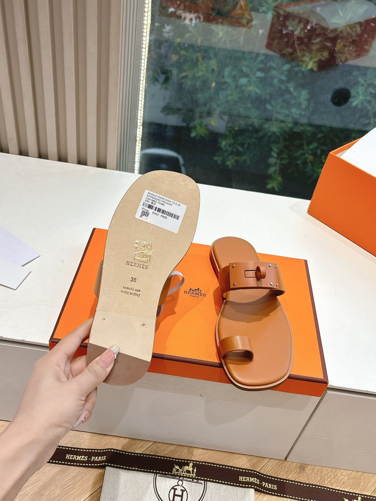 Hermes Women Tan Leather Sandals