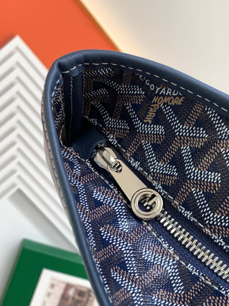 Goyard Navy Blue Goyardine Coated Canvas and Leather Saint Louis PM Tote