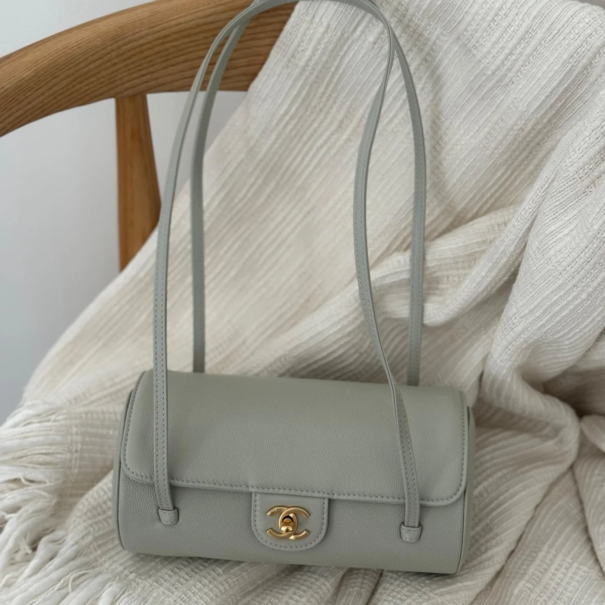 Chanel Preppy Coco Small Bowling Bag in Grey