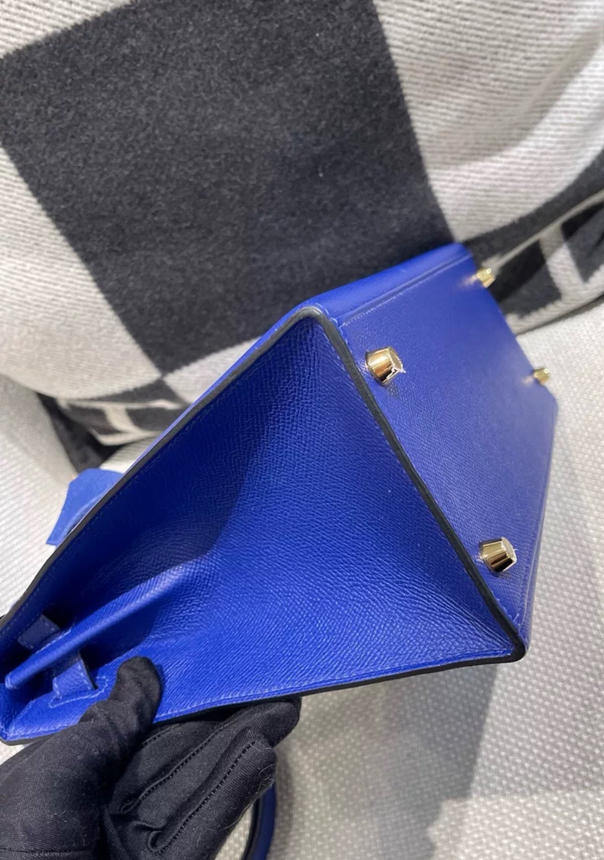 HN 28 Electric Blue Epsom Leather Gold Hardware