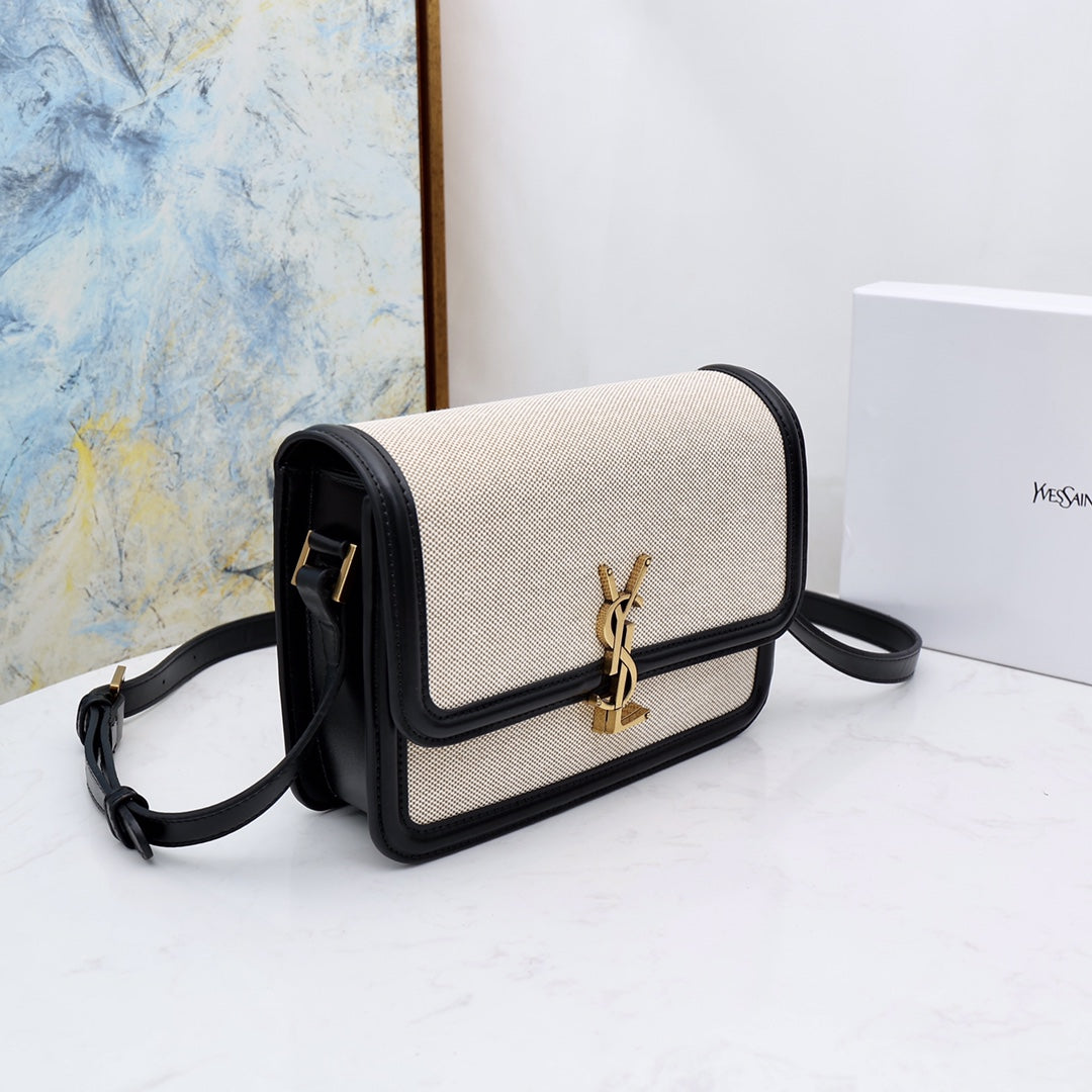 SAINT LAURENT Solferino Medium Cotton And Leather Shoulder Bag