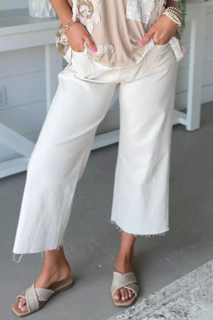 Raw Hem Ankle-length Loose Jeans