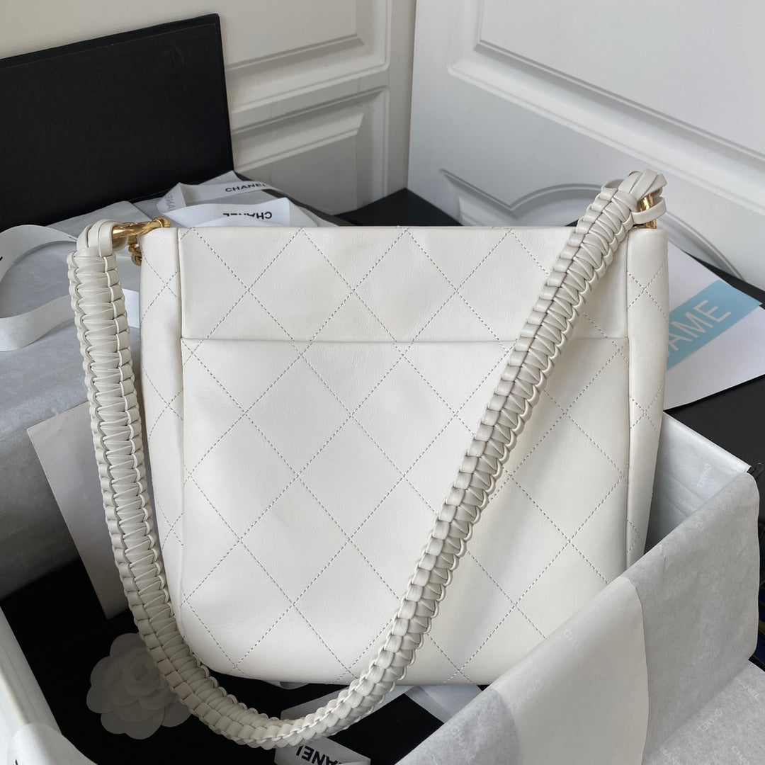 Chanel Calfskin Hobo Bag White/Black