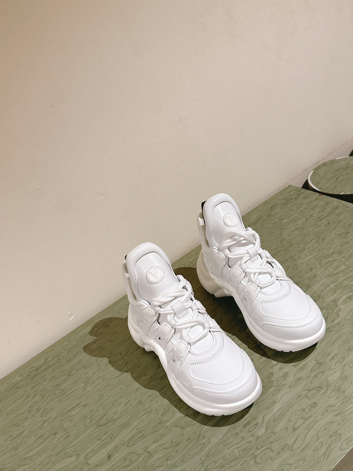LV Women White Leather Chunky Sneakers