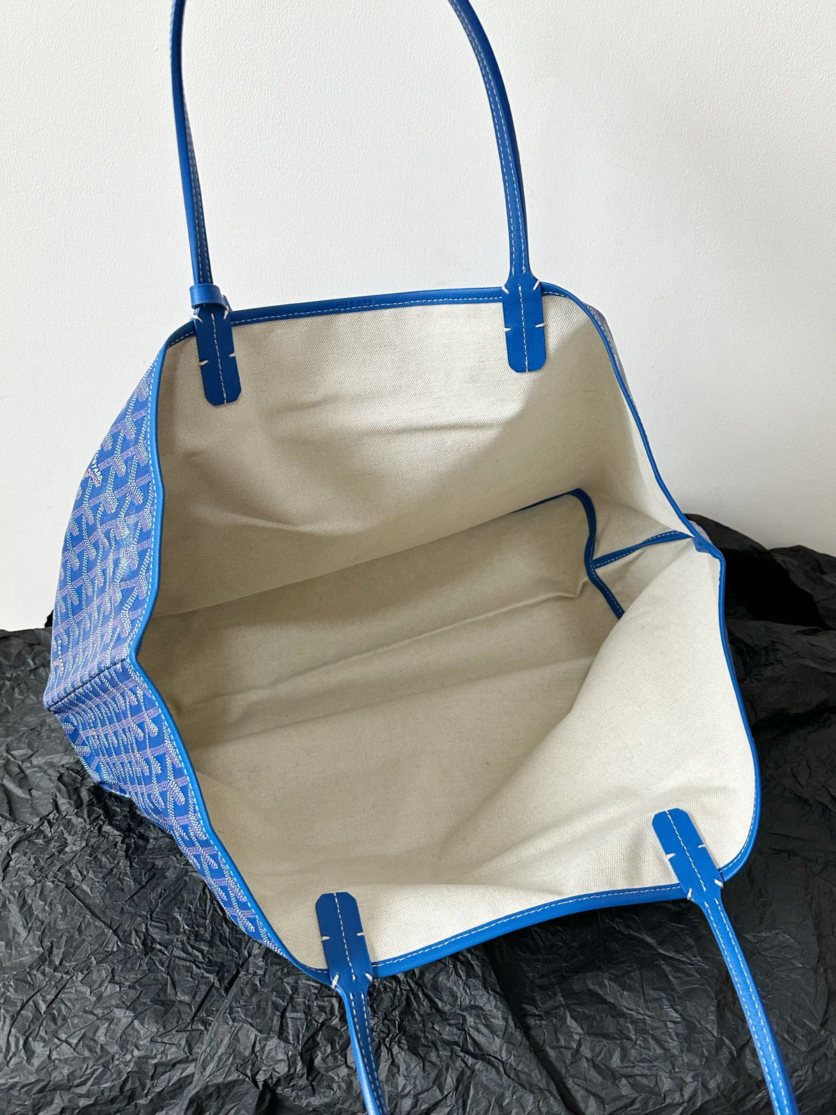 Goyard Blue Goyardine Canvas & Chevroches Calfskin Saint Louis PM Tote