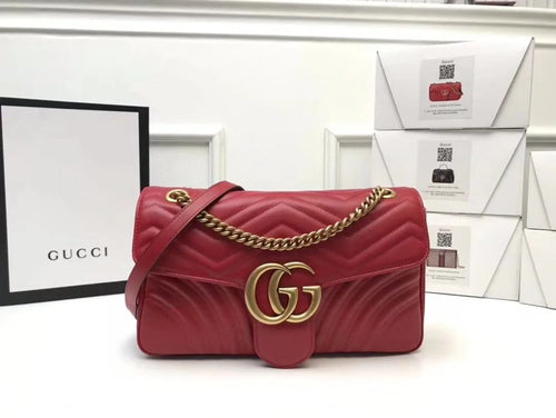 Gucci GG Marmont Matelassé Shoulder Bag Red