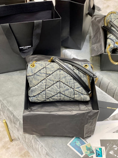 SAINT LAURENT Solferino Medium Cotton And Leather Shoulder Bag