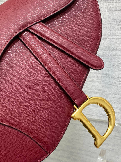 Christian Dior Saddle Bag in Red Gold Hardware