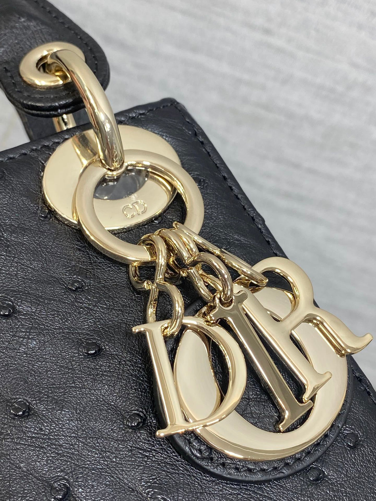 Christian Dior Mini Lady Dior bag in Black Ostrich leather