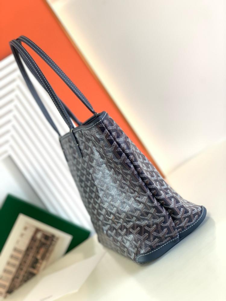 Goyard Navy Blue Goyardine Coated Canvas and Leather Saint Louis PM Tote
