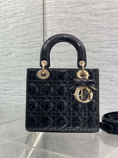 Christian Dior Small Lady Dior bag in Black Patent