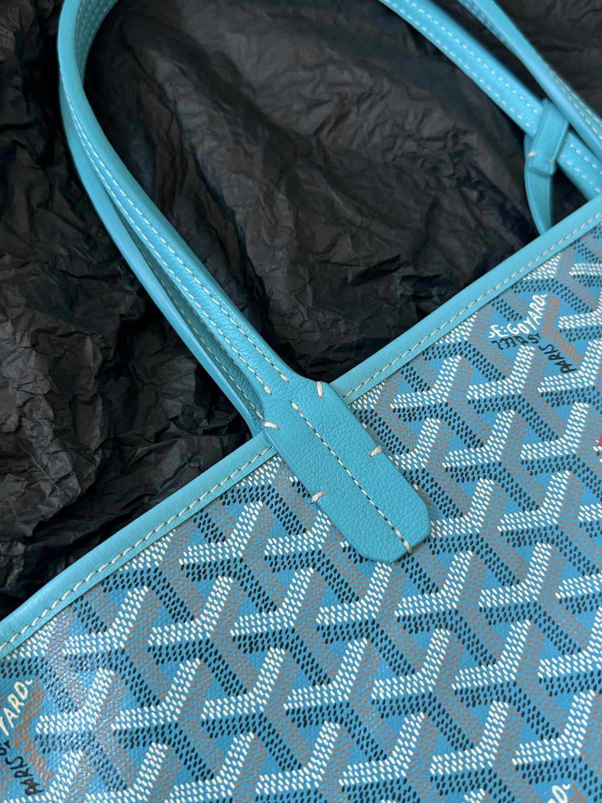 Goyard Blue Coated Canvas Leather Small Saint Louis Tote