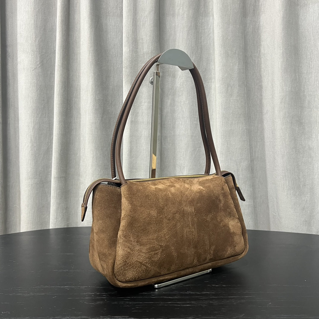 Prada Brown Medium Suede Shoulder Bag