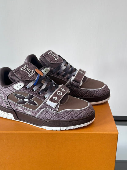 LV Men Brown Textile Sneakers