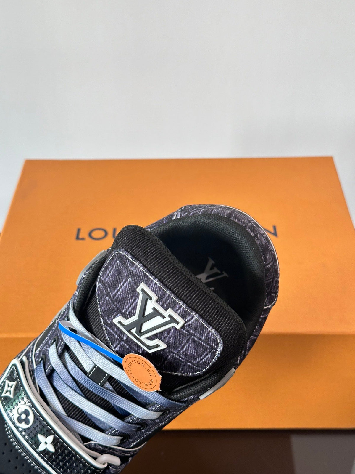 LV Men Black Fabric Sneakers