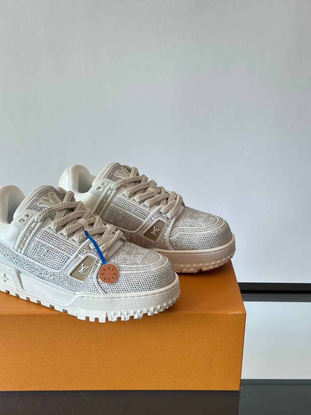 LV Men White Mesh And Leather Sneakers