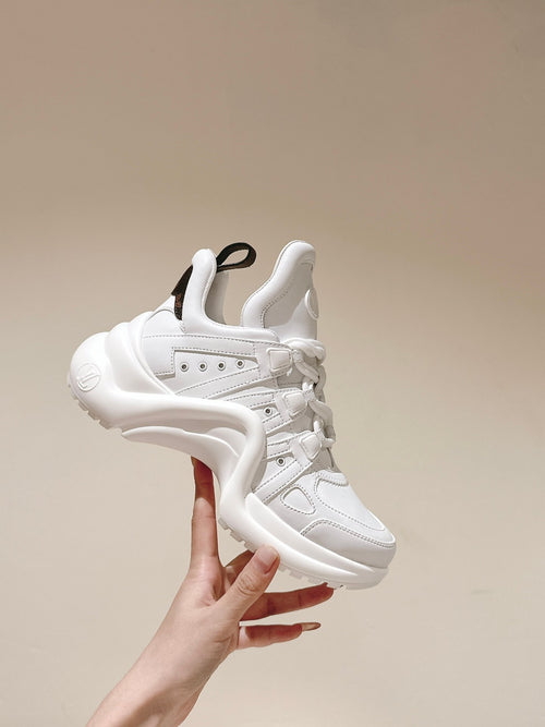 LV Women White Leather Chunky Sneakers