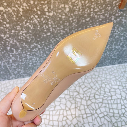 Valentino Women Beige Leather Pointed Toe Pumps