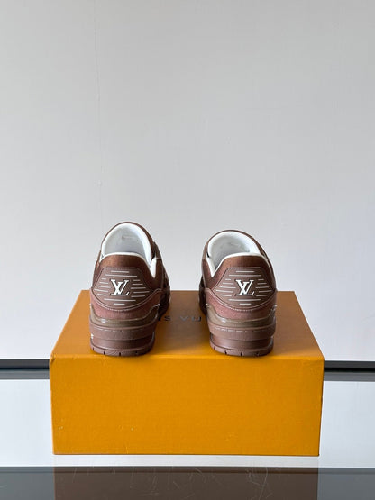 LV Men Brown Suede Leather Sneakers