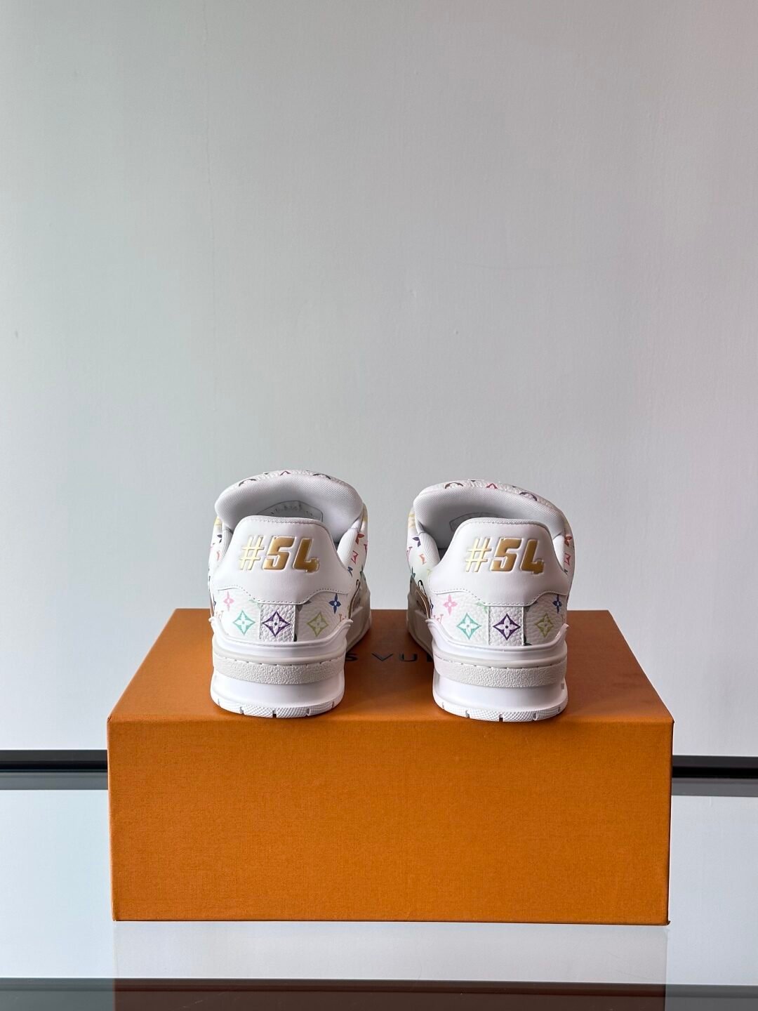 LV Men White Leather Multicolor Monogram Sneakers