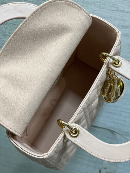 Dior Medium Lady bag in Pink Gold Hardware