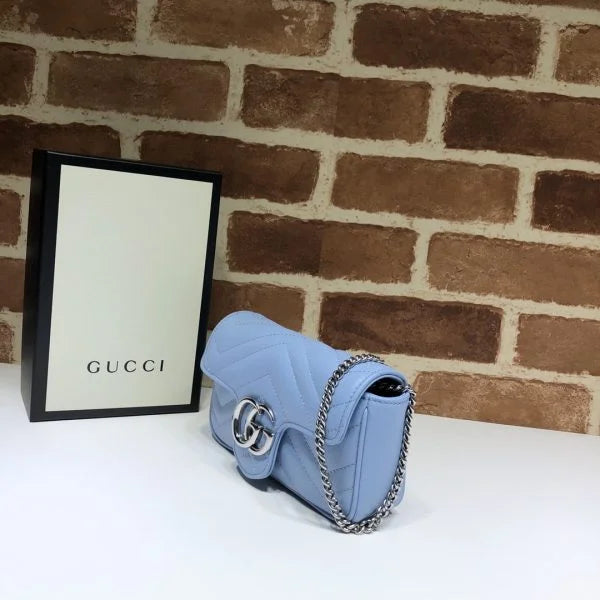 Gucci GG Marmont Matelassé Shoulder Bag Sky Blue