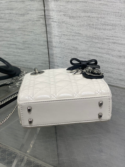 Dior Mini Lady Dior Bag with Chain in two-tone latte and black
