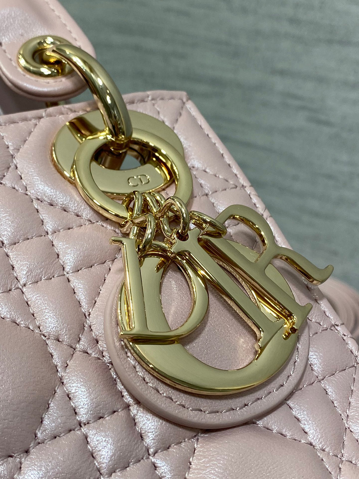 DIOR LADY DIOR MINI PINK GOLD HARDWARE