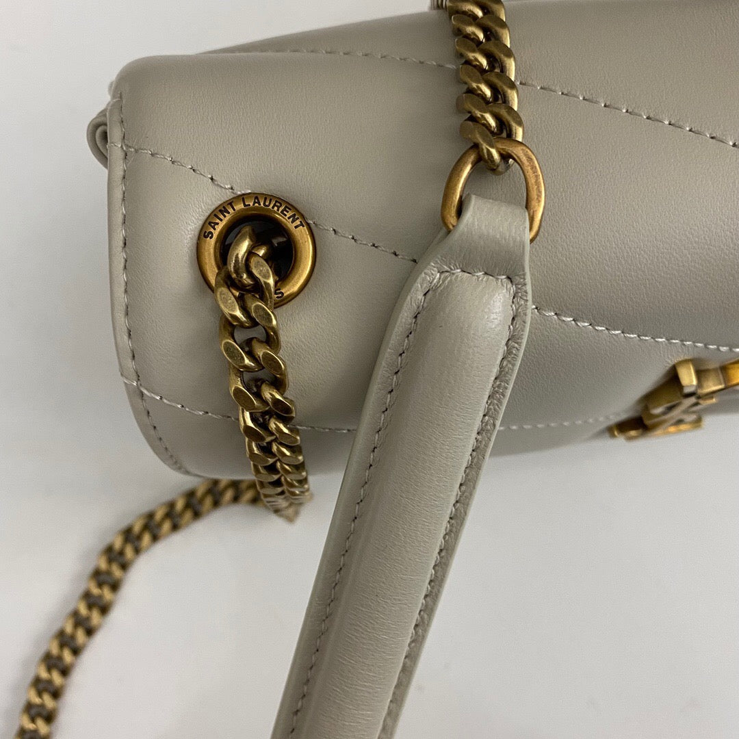 YSL Loulou medium in Matelassé Lambskin White