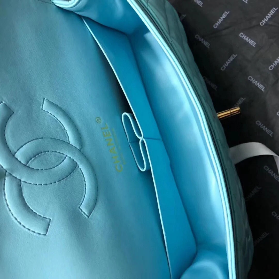 Chanel Classic Double Flap 25 Shoulder Bag Sky Blue