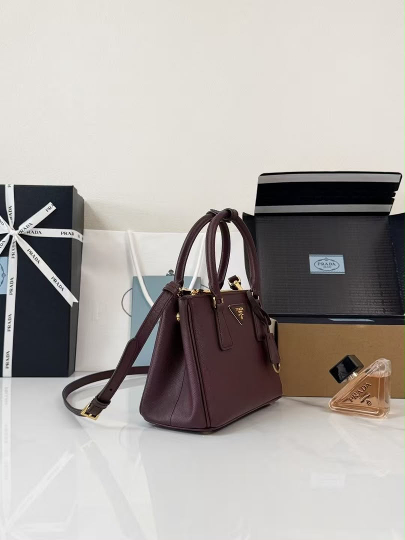 Prada Galleria small burgundy Saffiano leather