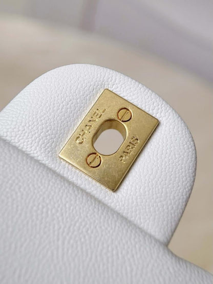 Chanel Small Classic Flap Top Handle White
