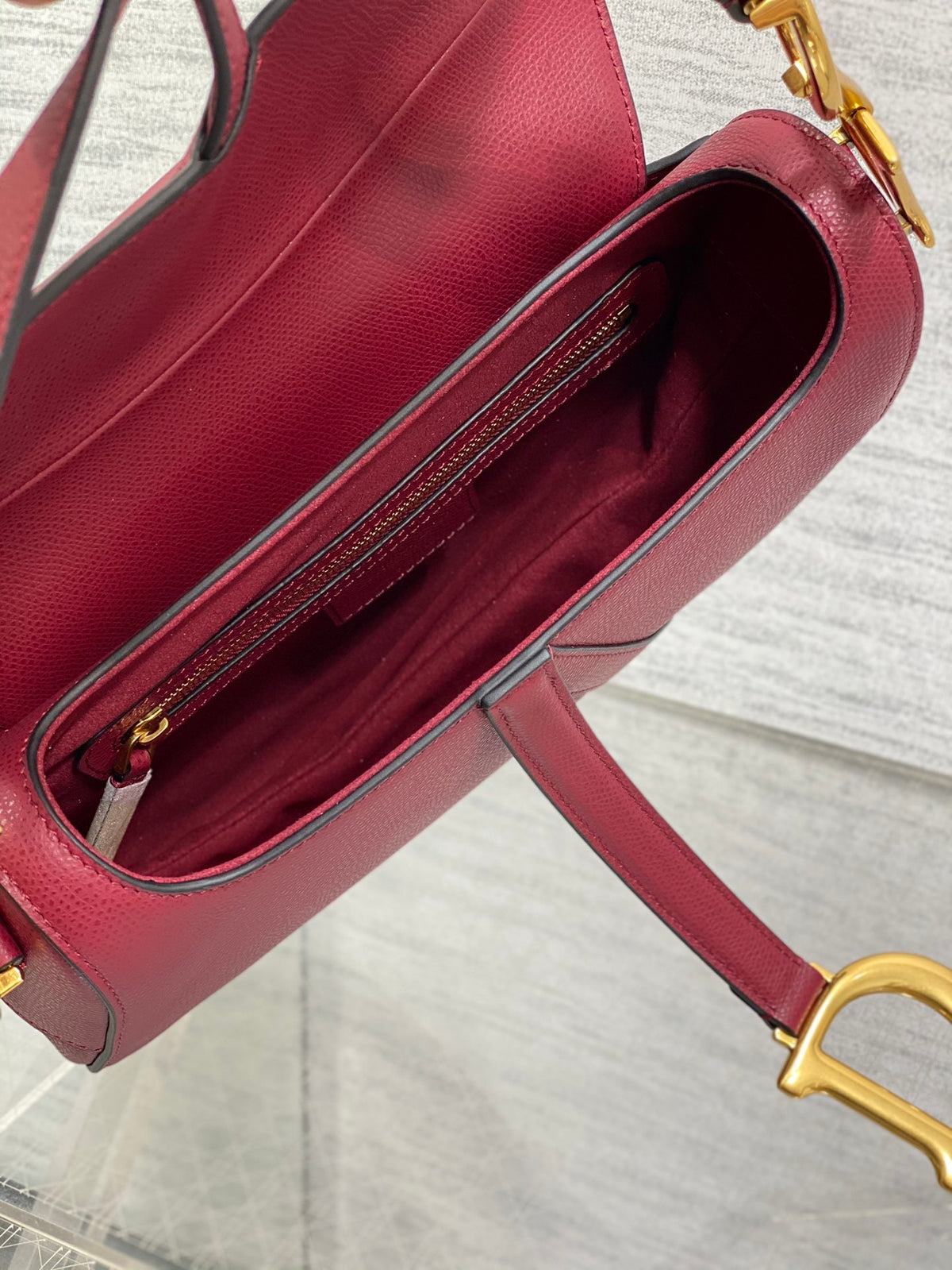 Christian Dior Saddle Bag in Red Gold Hardware
