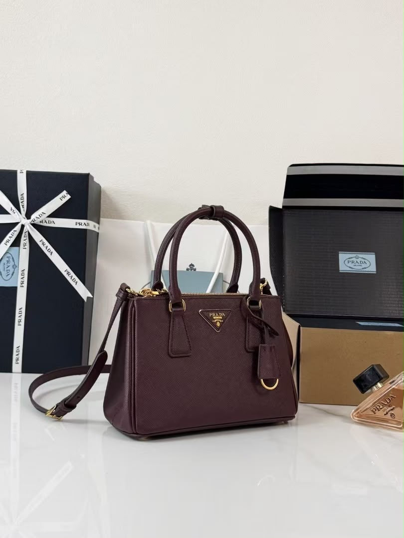 Prada Galleria small burgundy Saffiano leather