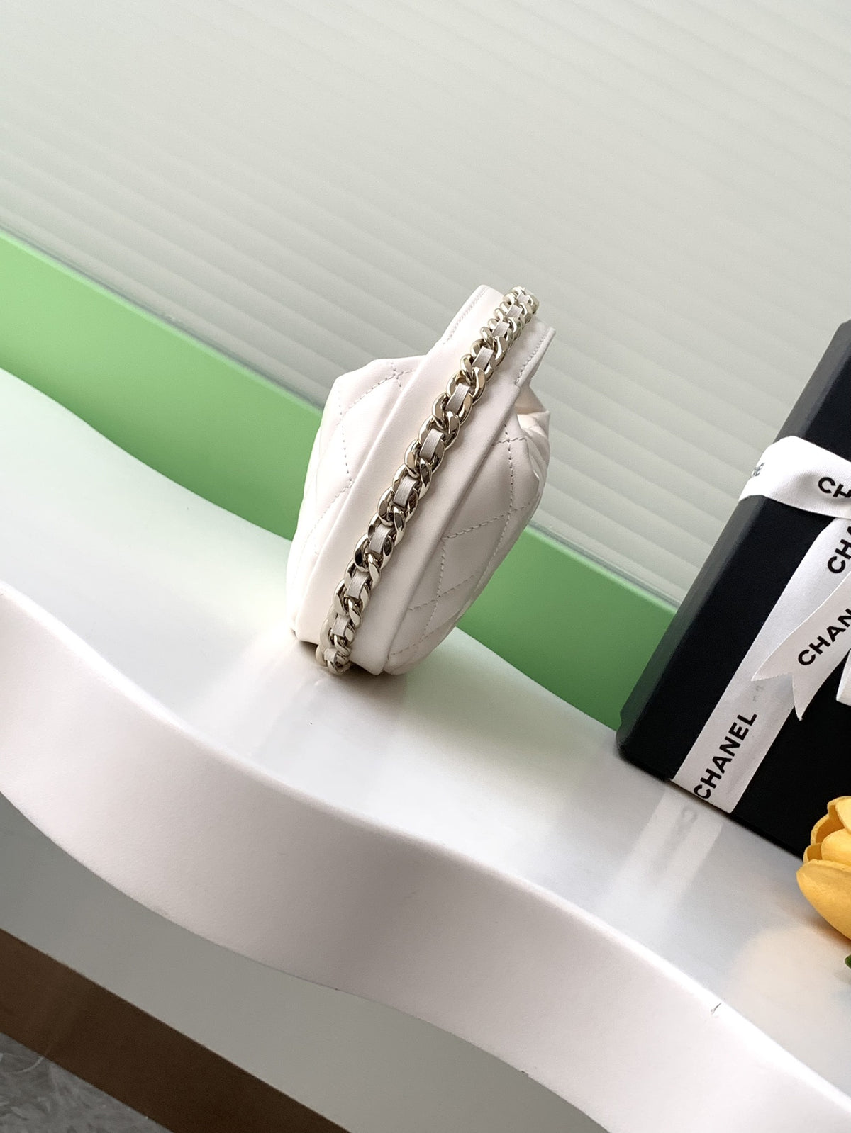 CHANEL 23C white hula hoop clutch