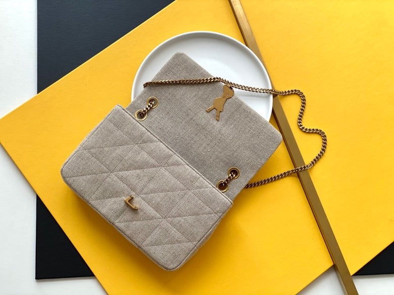 Saint Laurent Beige Suede Y Quilted Monogram