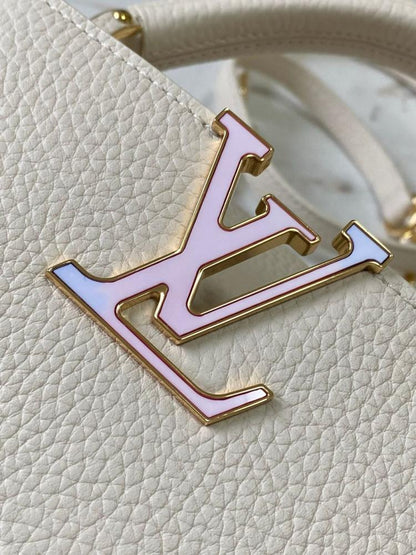 Louis Vuitton LV Capucines Beige LV Pattern Purple 21cm
