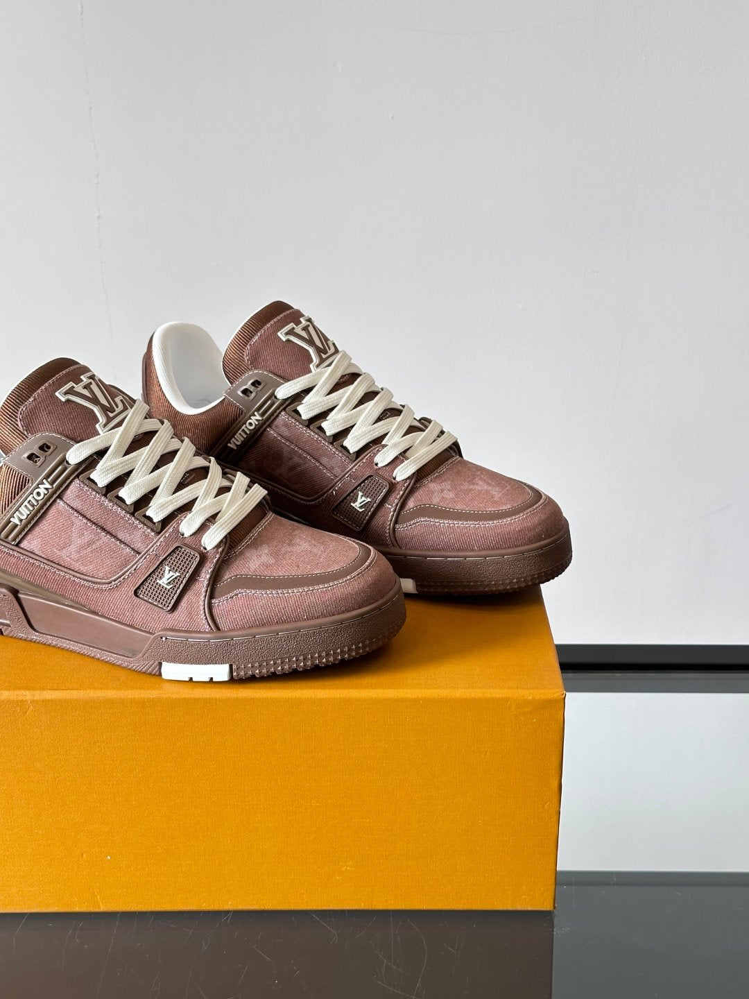 LV Men Brown Suede Leather Sneakers