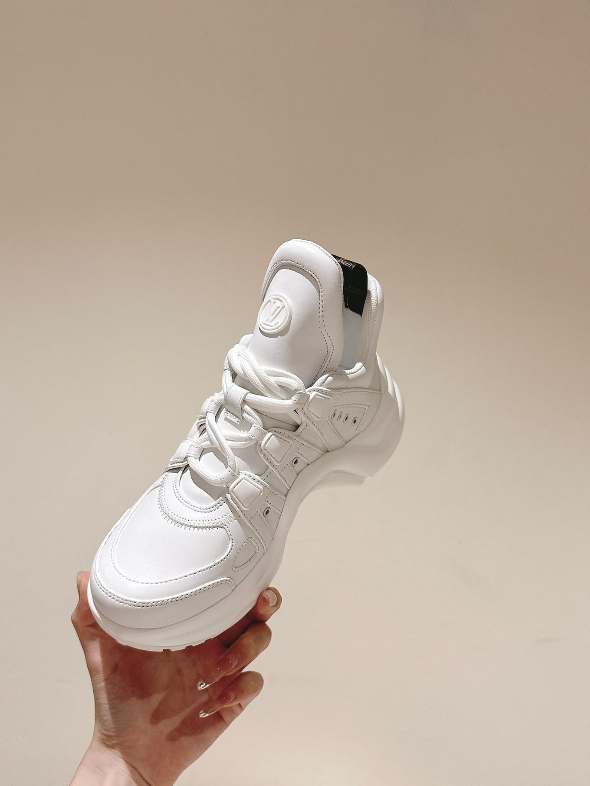 LV Women White Leather Chunky Sneakers