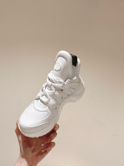 LV Women White Leather Chunky Sneakers