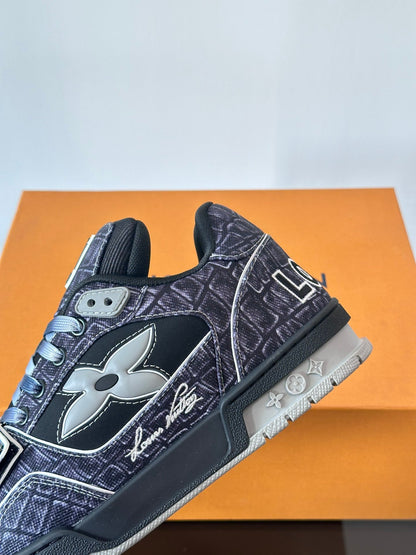 LV Men Black Fabric Sneakers