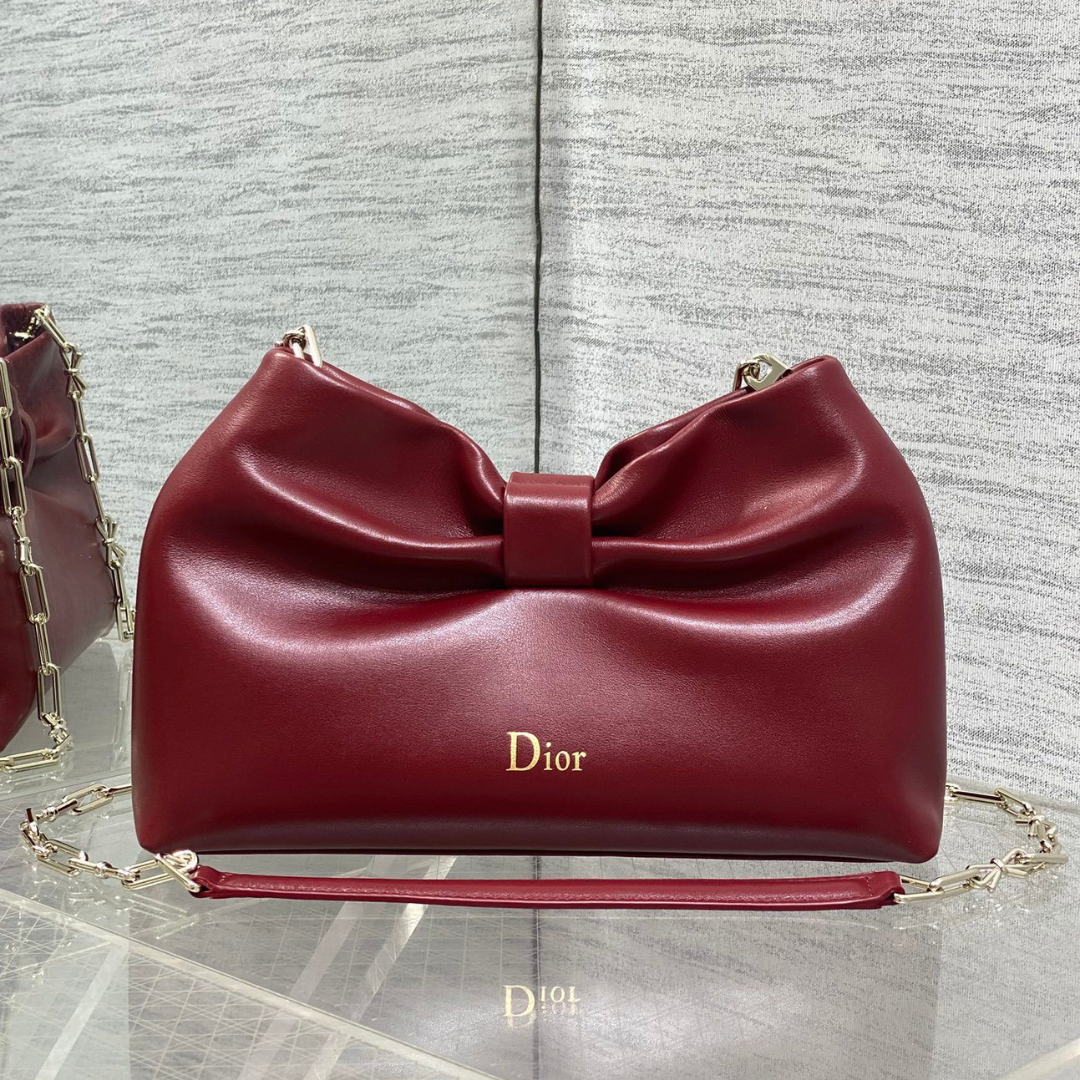 Dior Bow Bag Small Burgundy
