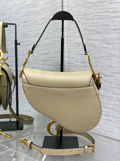 Dior Saddle Bag in Beige Gold Hardware