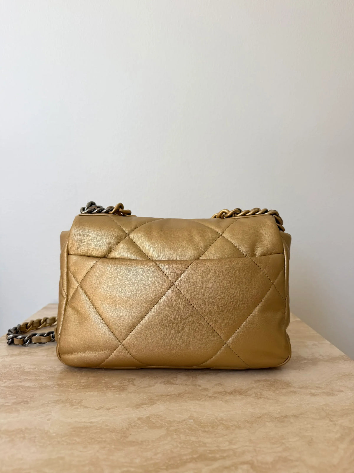 Chanel 19 Small Metallic Gold Lambskin
