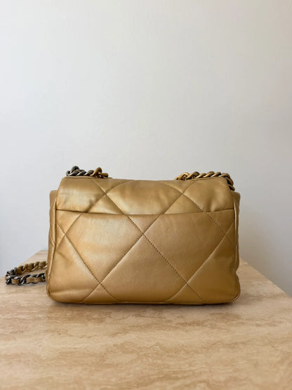 Chanel 19 Small Metallic Gold Lambskin